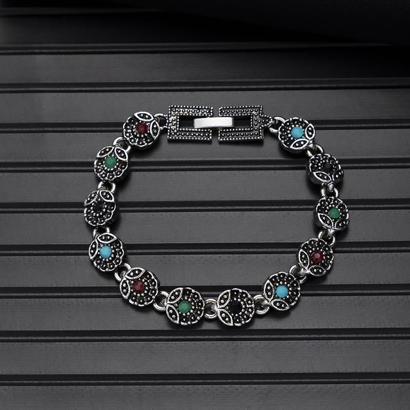 Boho Vintage Türkis-Rundstein-Chic-Armband - Stil Nr. 7 - image 9