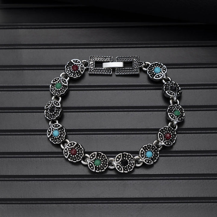 Boho Vintage Türkis-Rundstein-Chic-Armband - Stil Nr. 7 - image 9