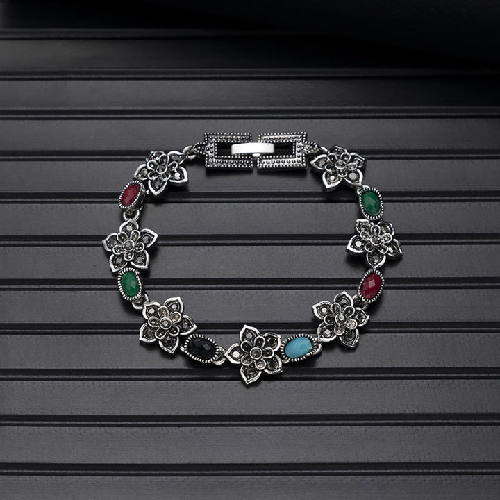 Boho Vintage Türkis-Rundstein-Chic-Armband - Stil Nr. 1 - image 1