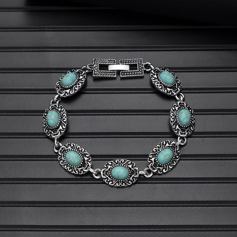 Boho Vintage Türkis-Rundstein-Chic-Armband - Stil Nr. 9 - image 11