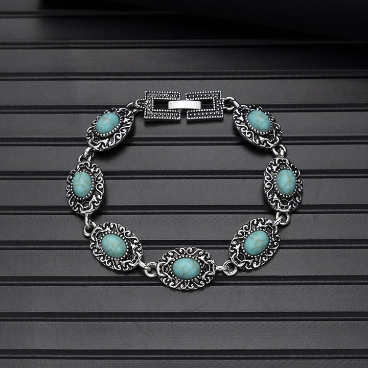 Boho Vintage Türkis-Rundstein-Chic-Armband - Stil Nr. 9 - image 11