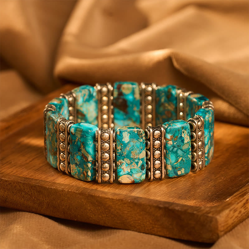 Vintage Boho Rechteckiges Kaiserstein-Armband in Silberoptik mit Stretch-Einsatz - image 0