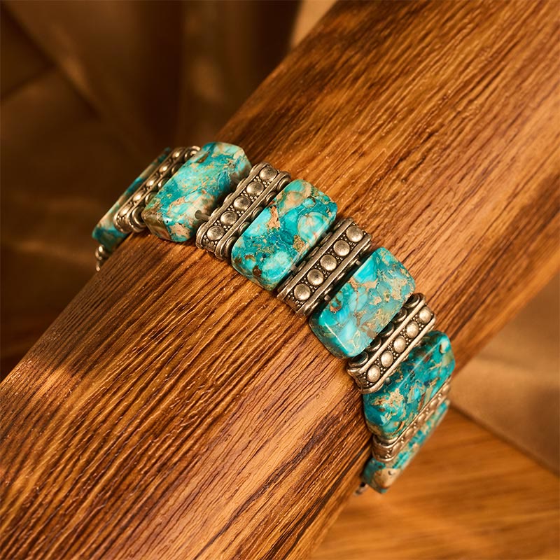 Vintage Boho Rechteckiges Kaiserstein-Armband in Silberoptik mit Stretch-Einsatz - image 3