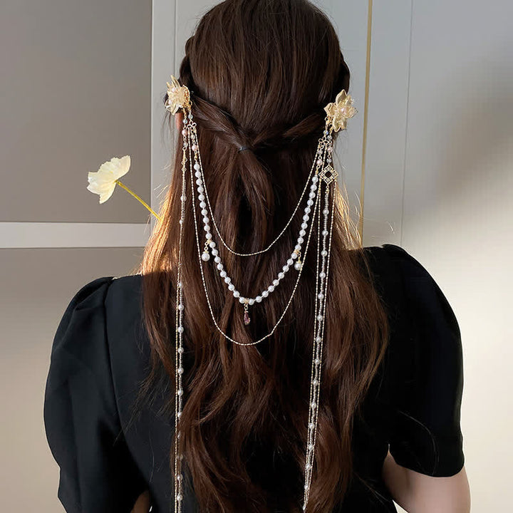Haarketten mit Perlenschleier für Damen – ideal für Hochzeiten und Feste - Stil Nr. 2 - Gold - image 6