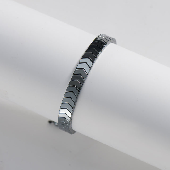 Verstellbares geflochtenes Armband aus schwarzem Hämatitperlen - Grauer Pfeil - image 8