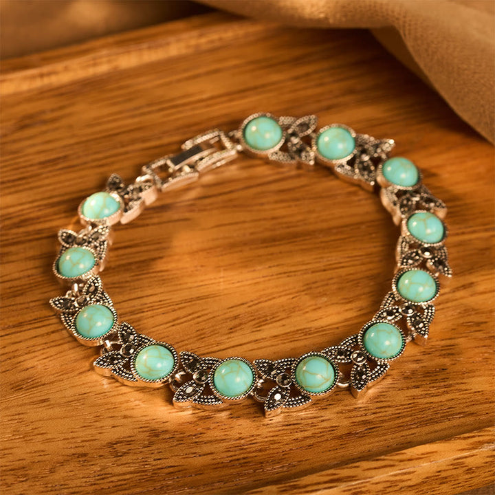 Boho Vintage Türkis-Rundstein-Chic-Armband - image 2