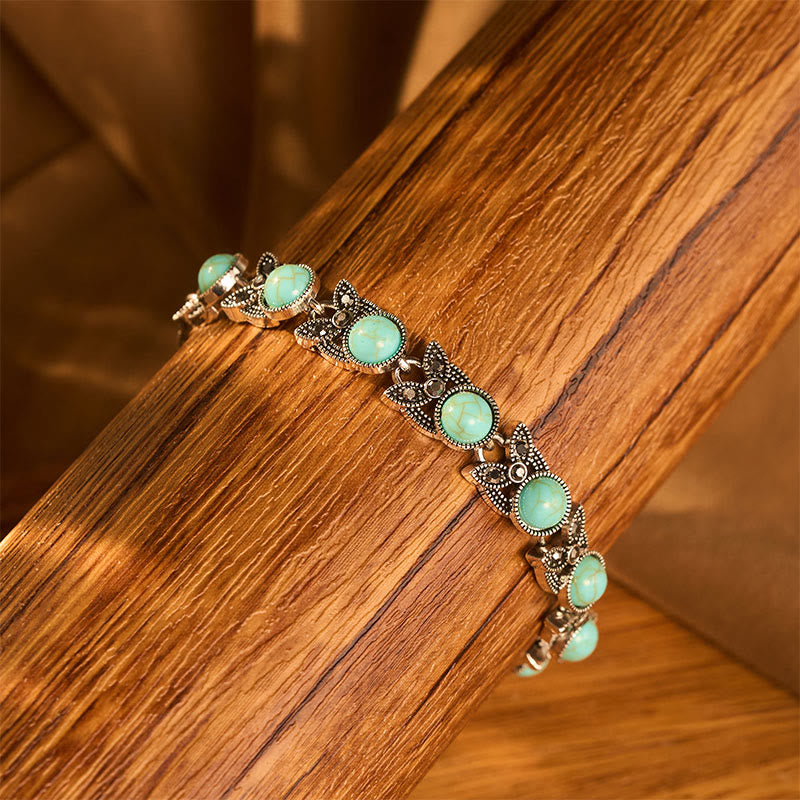 Boho Vintage Türkis-Rundstein-Chic-Armband - image 3