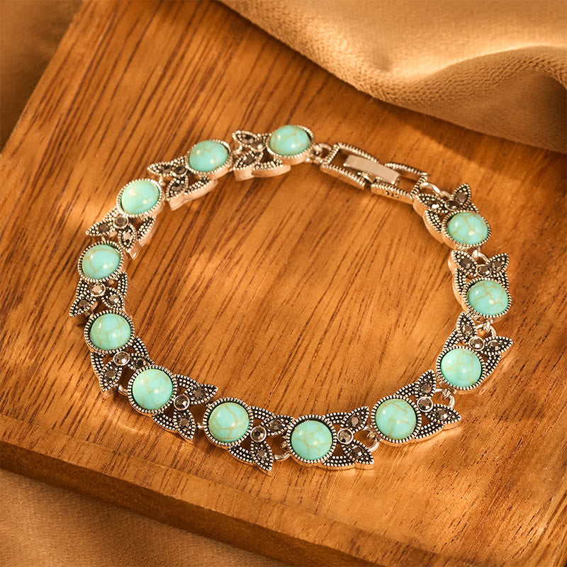 Boho Vintage Türkis-Rundstein-Chic-Armband - image 4