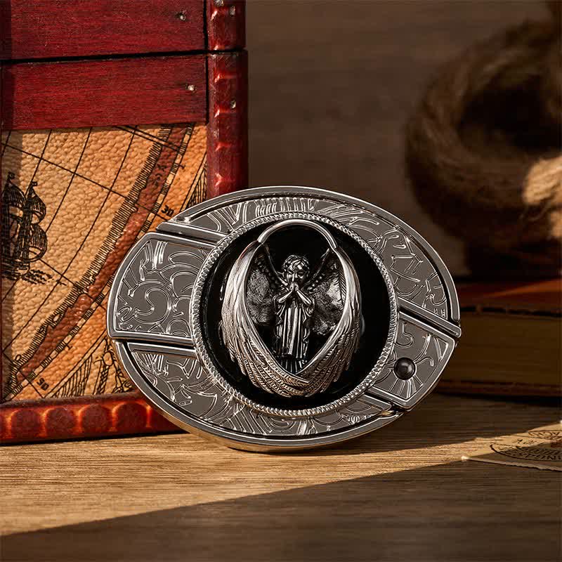 Gothic betender Schutzengel DIY Verstecktes Klappmesser Schnalle Ledergürtel - Schutzengel - Ohne Gürtel - Nicht im Lieferumfang enthalten: Gürtel - image 0