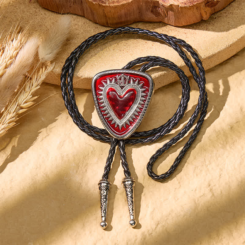 Vintage Bolo-Krawatte in Schildform mit Herz-Jesu-Krone - image 2