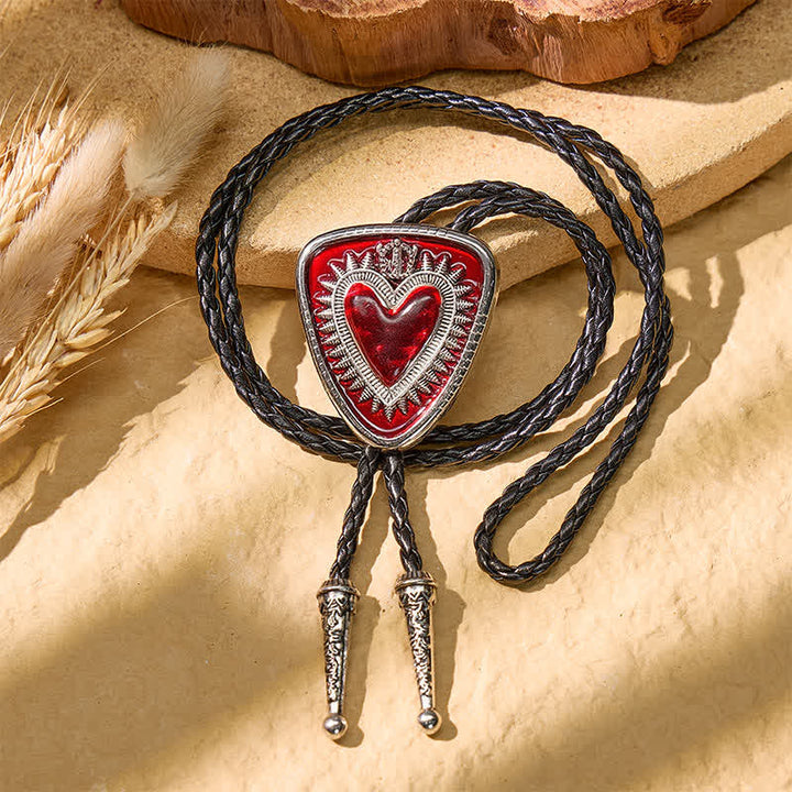 Vintage Bolo-Krawatte in Schildform mit Herz-Jesu-Krone - image 2