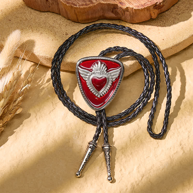 Retro-Bolo-Krawatte mit geflügeltem Herzmotiv im Western-Stil - image 2
