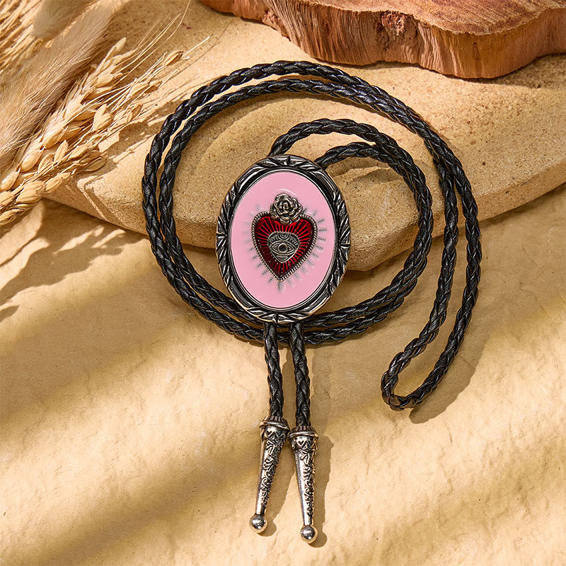 Western Vintage Bolo-Krawatte mit rotem Herz-Relief - image 4