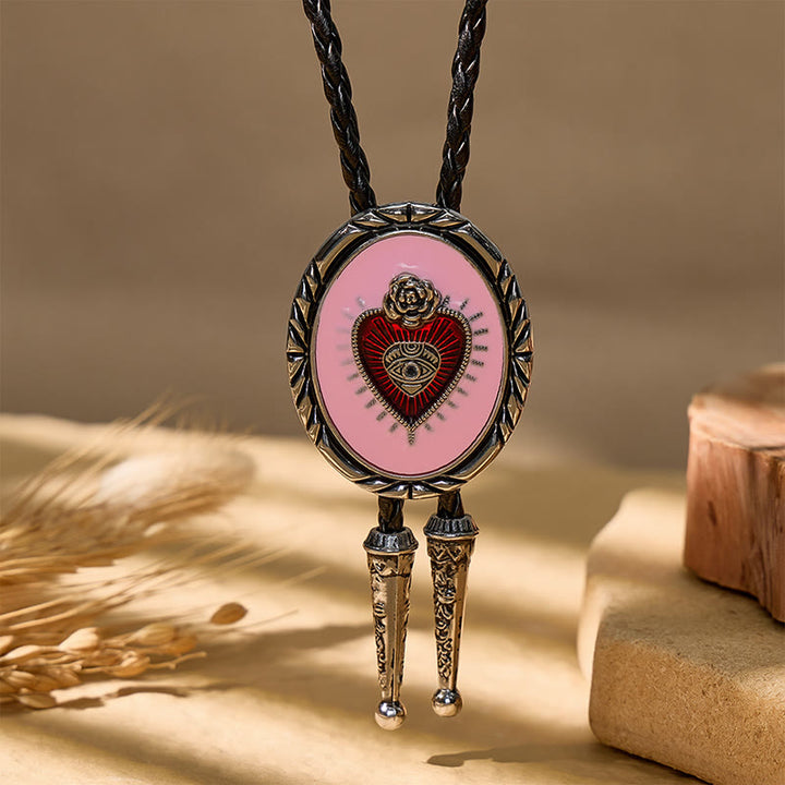 Western Vintage Bolo-Krawatte mit rotem Herz-Relief - image 5