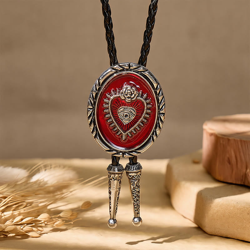 Western Vintage Bolo-Krawatte mit rotem Herz-Relief - image 6