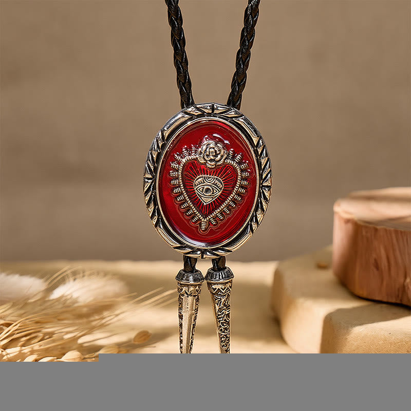 Western Vintage Bolo-Krawatte mit rotem Herz-Relief - image 6