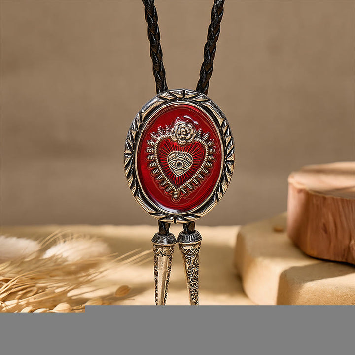 Western Vintage Bolo-Krawatte mit rotem Herz-Relief - image 6