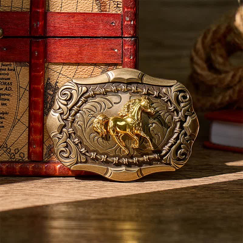 Geboren zum Laufen Cowboy Rodeo Pferd DIY Schnalle Ledergürtel - Bronze - Ohne Gürtel - Nicht im Lieferumfang enthalten: Gürtel - image 0