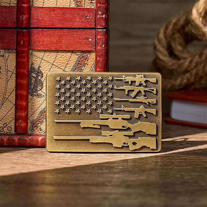 Patriot Rifle Flag DIY Cowboy Shooting Buckle Leather Belt - Bronze - Ohne Gürtel - Nicht im Lieferumfang enthalten: Gürtel - image 0