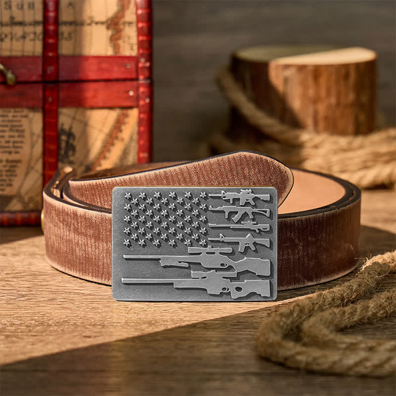 Patriot Rifle Flag DIY Cowboy Shooting Buckle Leather Belt - Silber - Brauner, abgenutzter Gürtel - 42 - image 13