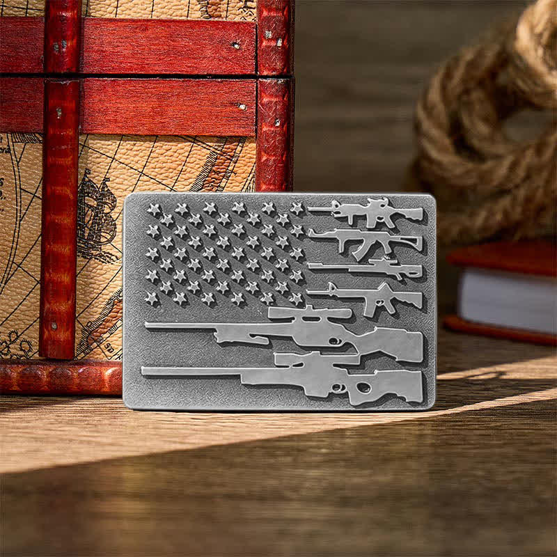 Patriot Rifle Flag DIY Cowboy Shooting Buckle Leather Belt - Silber - Ohne Gürtel - Nicht im Lieferumfang enthalten: Gürtel - image 9