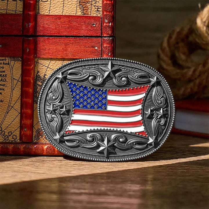 Patriotischer, emaillierter Ledergürtel mit amerikanischer Flagge zum Selbermachen - Silber - Ohne Gürtel - Nicht im Lieferumfang enthalten: Gürtel - image 9