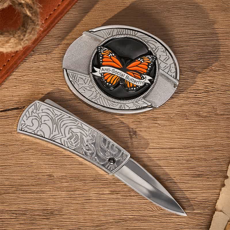 Anti-Social Butterfly DIY Verstecktes Klappmesser Schnalle Ledergürtel - image 1