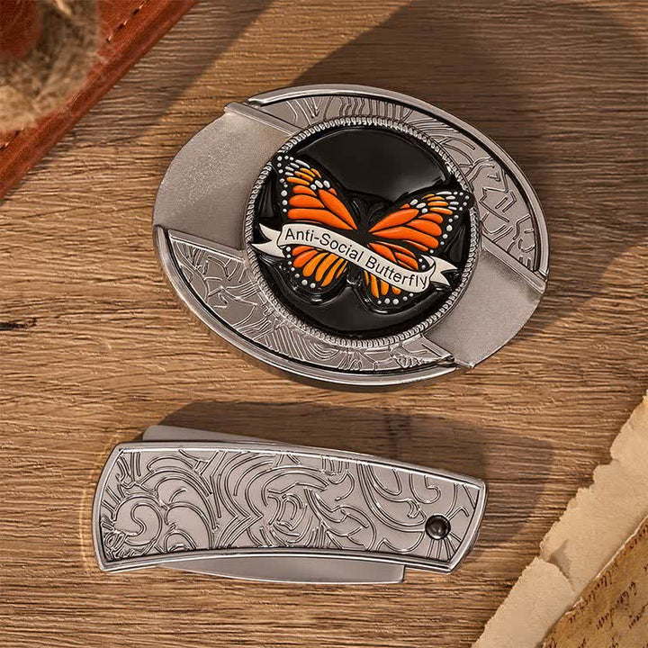 Anti-Social Butterfly DIY Verstecktes Klappmesser Schnalle Ledergürtel - image 9