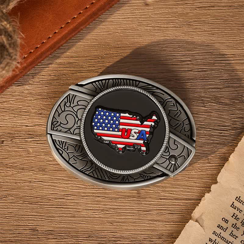Amerikanischer Stolz USA-Karte Flagge DIY Verstecktes Klappmesser Schnalle Ledergürtel - image 10