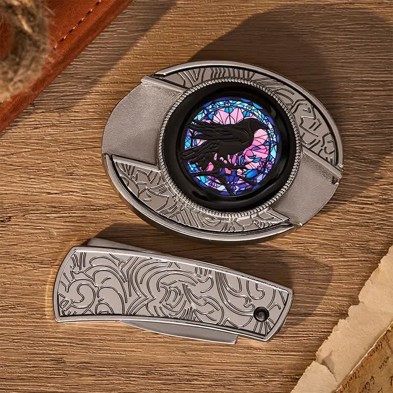 Midnight Raven's Window DIY Verstecktes Klappmesser Schnalle Ledergürtel - image 10
