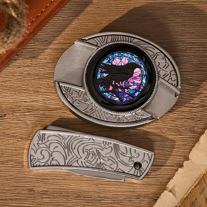 Midnight Raven's Window DIY Verstecktes Klappmesser Schnalle Ledergürtel - image 10