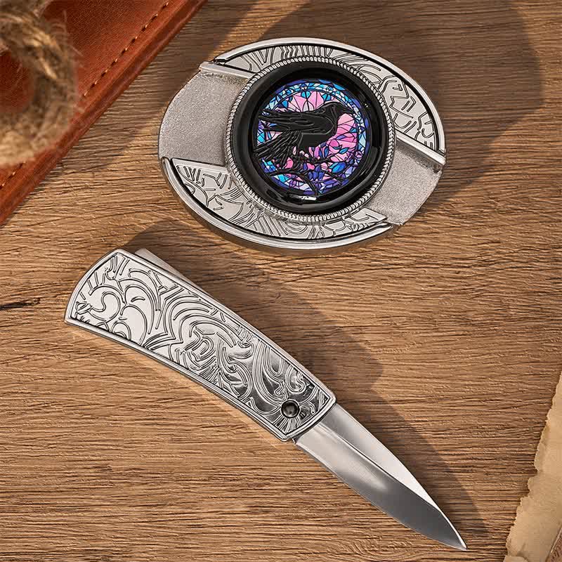Midnight Raven's Window DIY Verstecktes Klappmesser Schnalle Ledergürtel - image 1