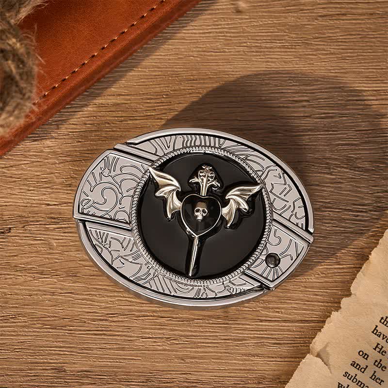Fledermausflügel, dunkler Totenkopf, DIY-Verstecktes Klappmesser, Schnalle, Ledergürtel - image 10