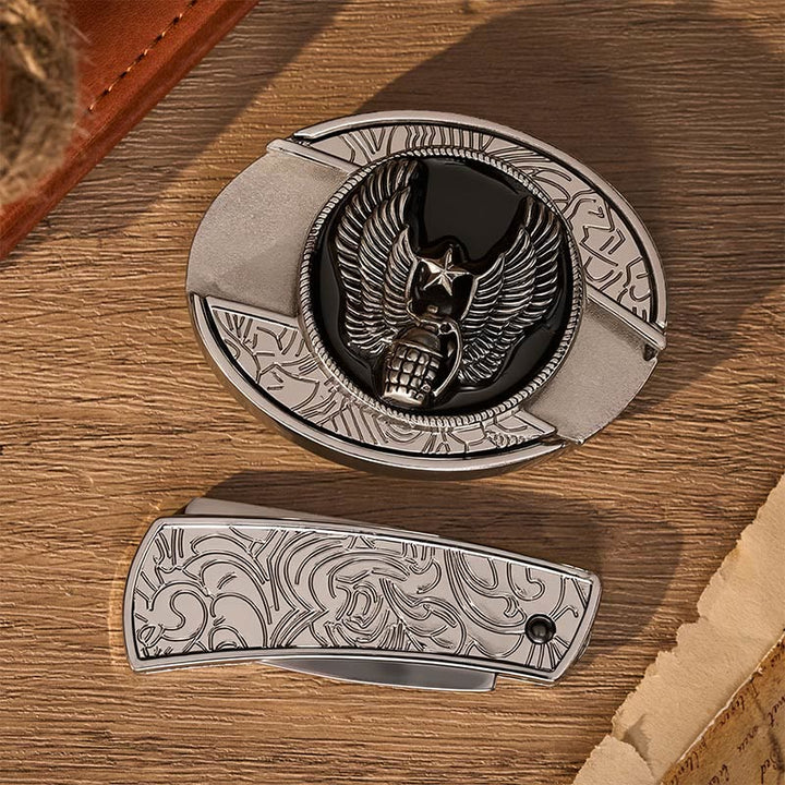 Selbstgemachter Gürtel mit verstecktem Klappmesser und geflügelter Sterngranate - image 9