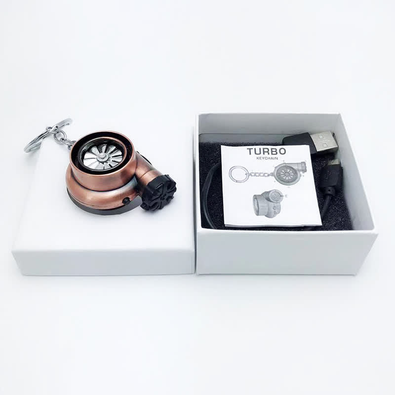 Kreativer elektrischer Feuerzeug-Schlüsselanhänger mit rotierender Turbine - Rotbronze - image 14