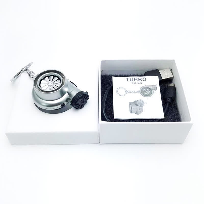 Kreativer elektrischer Feuerzeug-Schlüsselanhänger mit rotierender Turbine - Mattes Silber - image 10