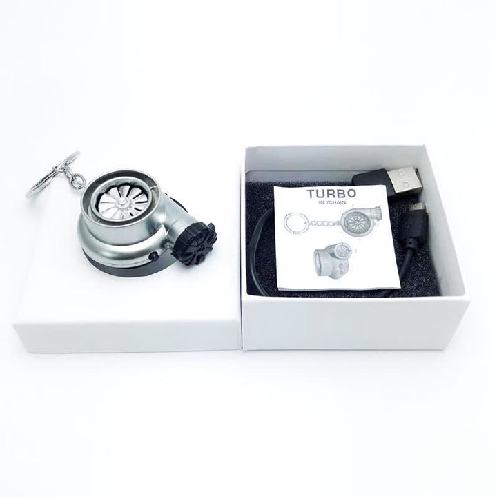 Kreativer elektrischer Feuerzeug-Schlüsselanhänger mit rotierender Turbine - Mattes Silber - image 10