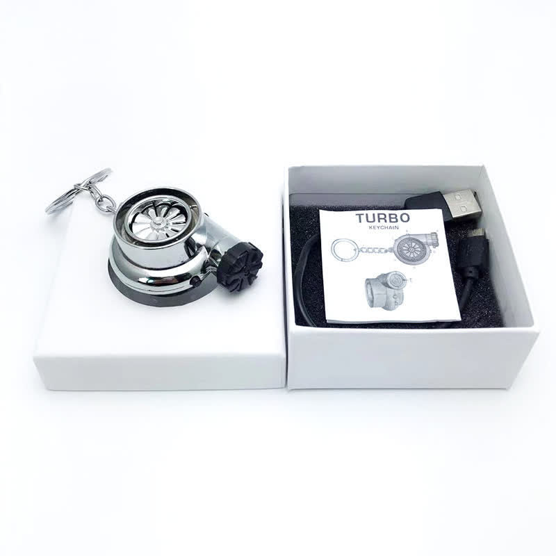 Kreativer elektrischer Feuerzeug-Schlüsselanhänger mit rotierender Turbine - Silber - image 9