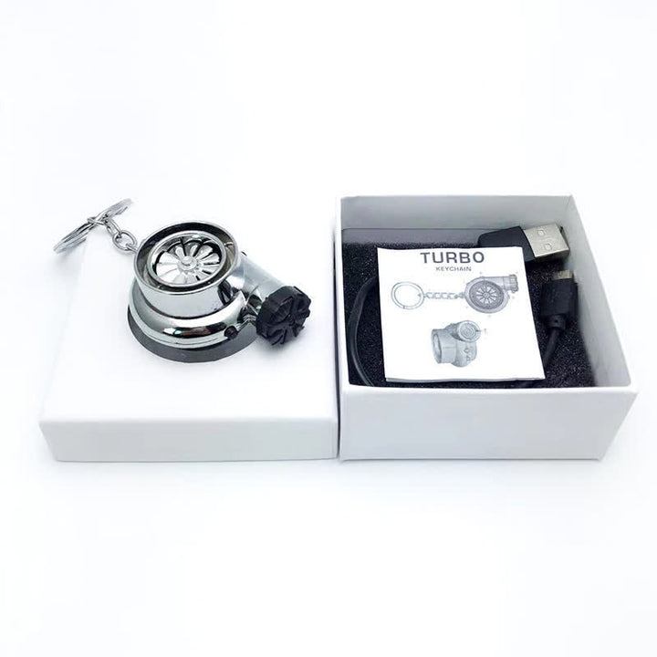 Kreativer elektrischer Feuerzeug-Schlüsselanhänger mit rotierender Turbine - Silber - image 9