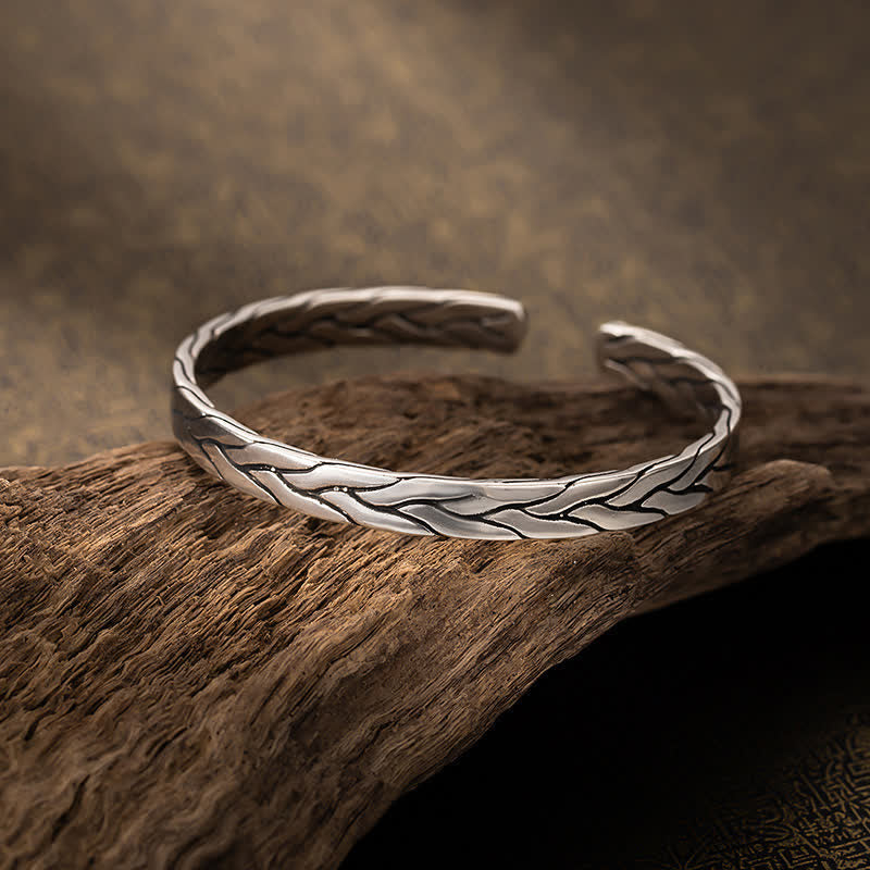 Minimalistisches, verstellbares Armband mit geflochtenem Weizenmuster im Retro-Stil - image 1