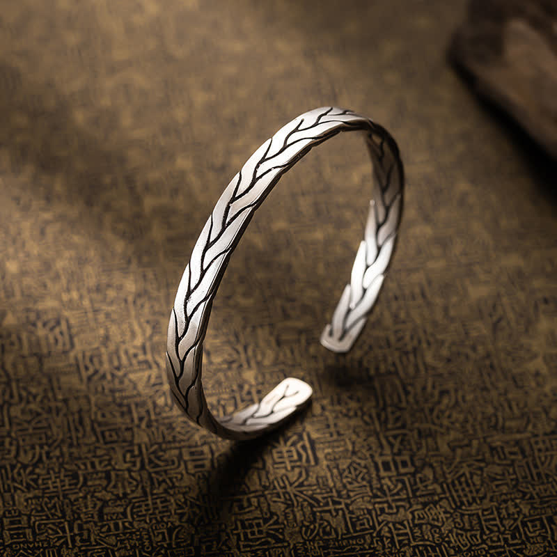 Minimalistisches, verstellbares Armband mit geflochtenem Weizenmuster im Retro-Stil - image 2