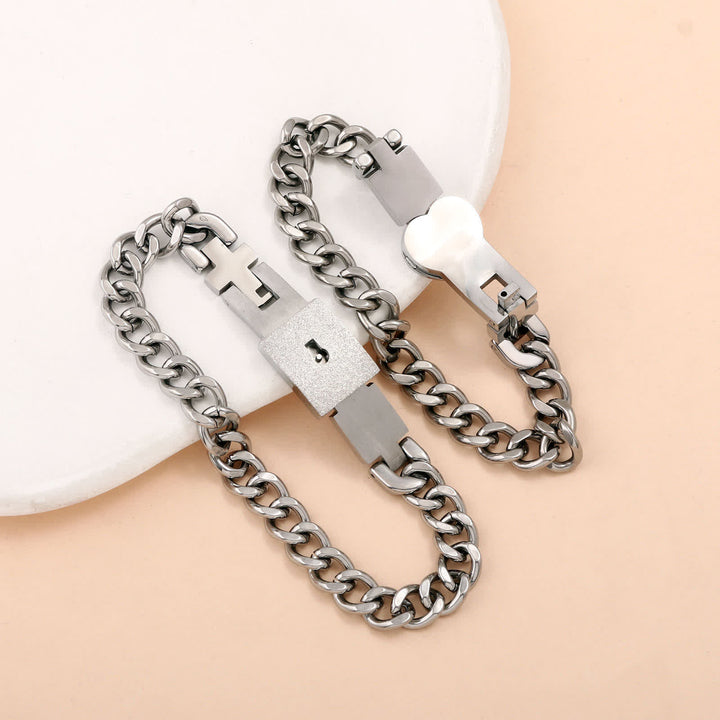 2er-Set passende Partnerarmbänder mit Herzschloss und Schlüssel - image 8