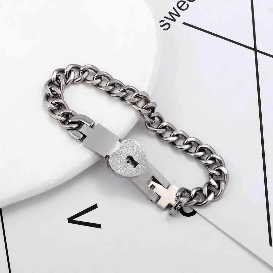 2er-Set passende Partnerarmbänder mit Herzschloss und Schlüssel - image 10