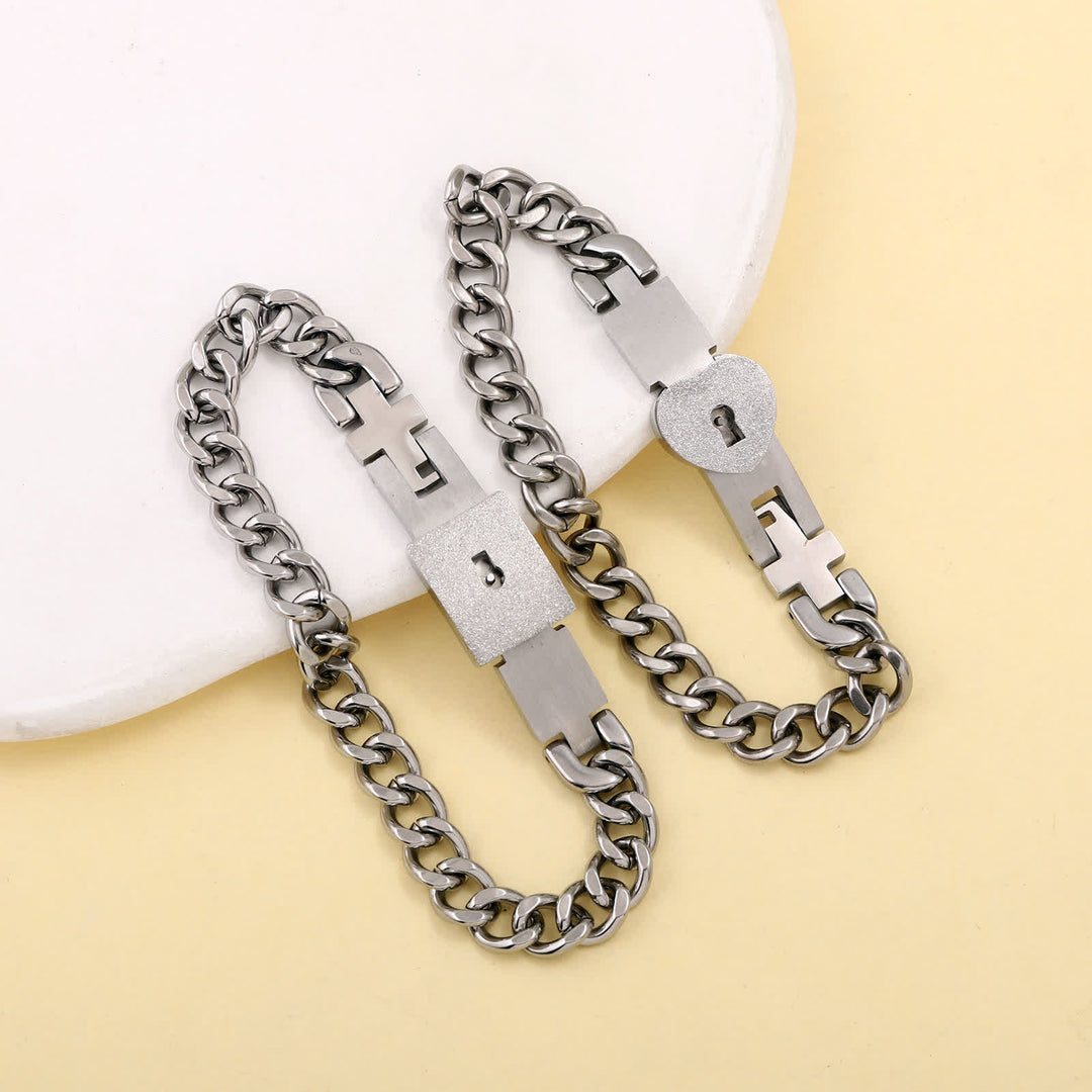 2er-Set passende Partnerarmbänder mit Herzschloss und Schlüssel - image 7