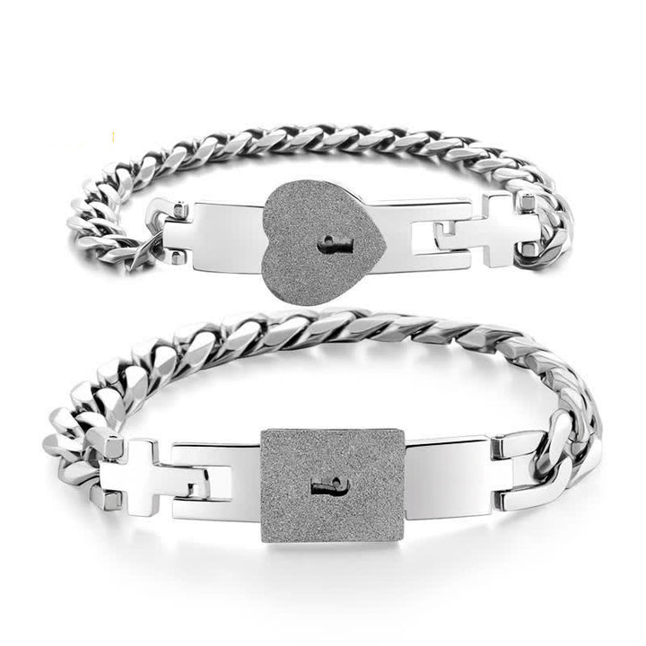 2er-Set passende Partnerarmbänder mit Herzschloss und Schlüssel - image 2