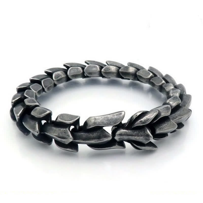 Punkiges, klobiges, schweres kubanisches Drachenschuppenarmband für Herren - Oxidiertes Schwarz - 9,06 Zoll / 23 cm - image 3
