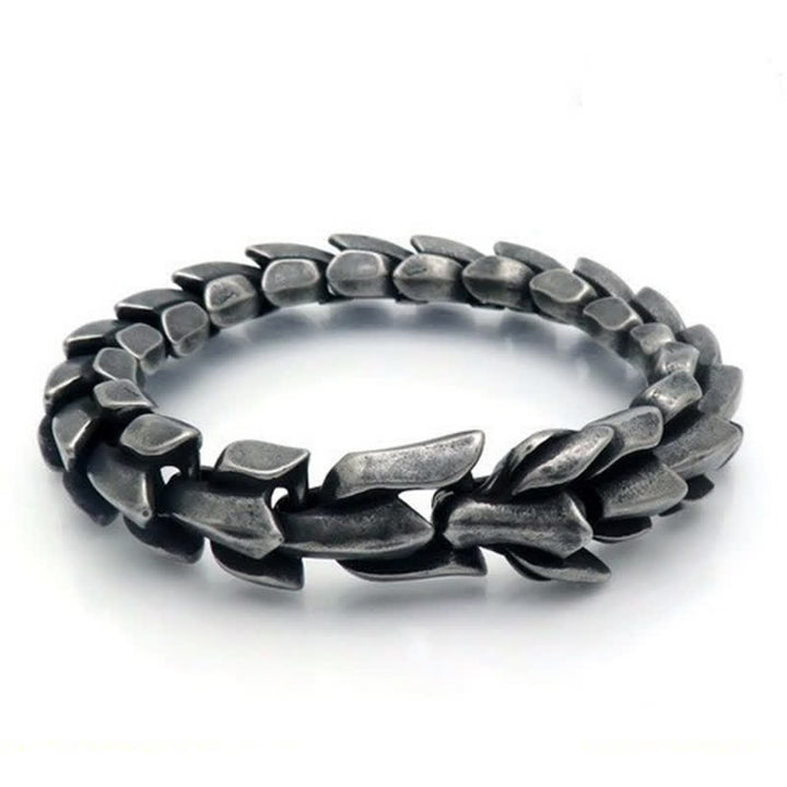 Punkiges, klobiges, schweres kubanisches Drachenschuppenarmband für Herren - Oxidiertes Schwarz - 9,06 Zoll / 23 cm - image 3