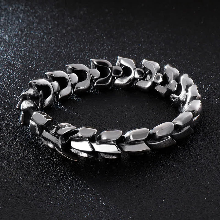 Punkiges, klobiges, schweres kubanisches Drachenschuppenarmband für Herren - Silber - 9,45" / 24 cm - image 0