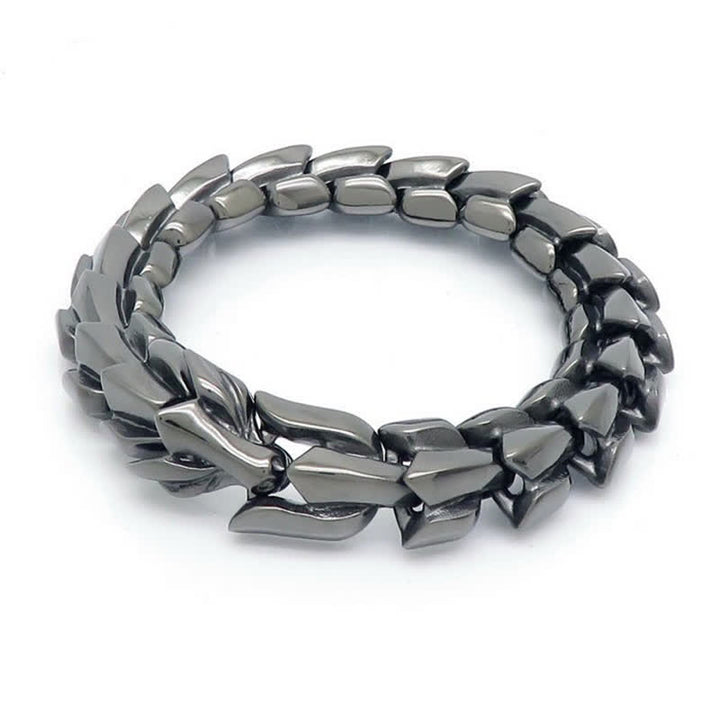Punkiges, klobiges, schweres kubanisches Drachenschuppenarmband für Herren - Grau - 8,66 Zoll / 22 cm - image 6