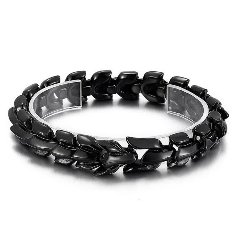 Punkiges, klobiges, schweres kubanisches Drachenschuppenarmband für Herren - Schwarz - 8,66 Zoll / 22 cm - image 5